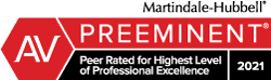 Martindale-Hubbell | AV Preeminent | Peer Rated For Highest Level of Professional Excellence | 2021