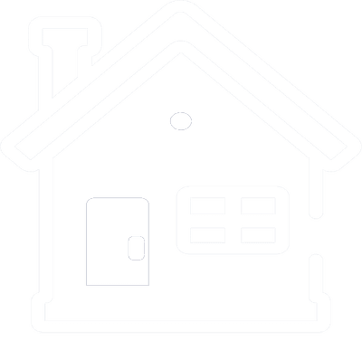 Simple outline drawing of a house with a chimney, a door, and a window.